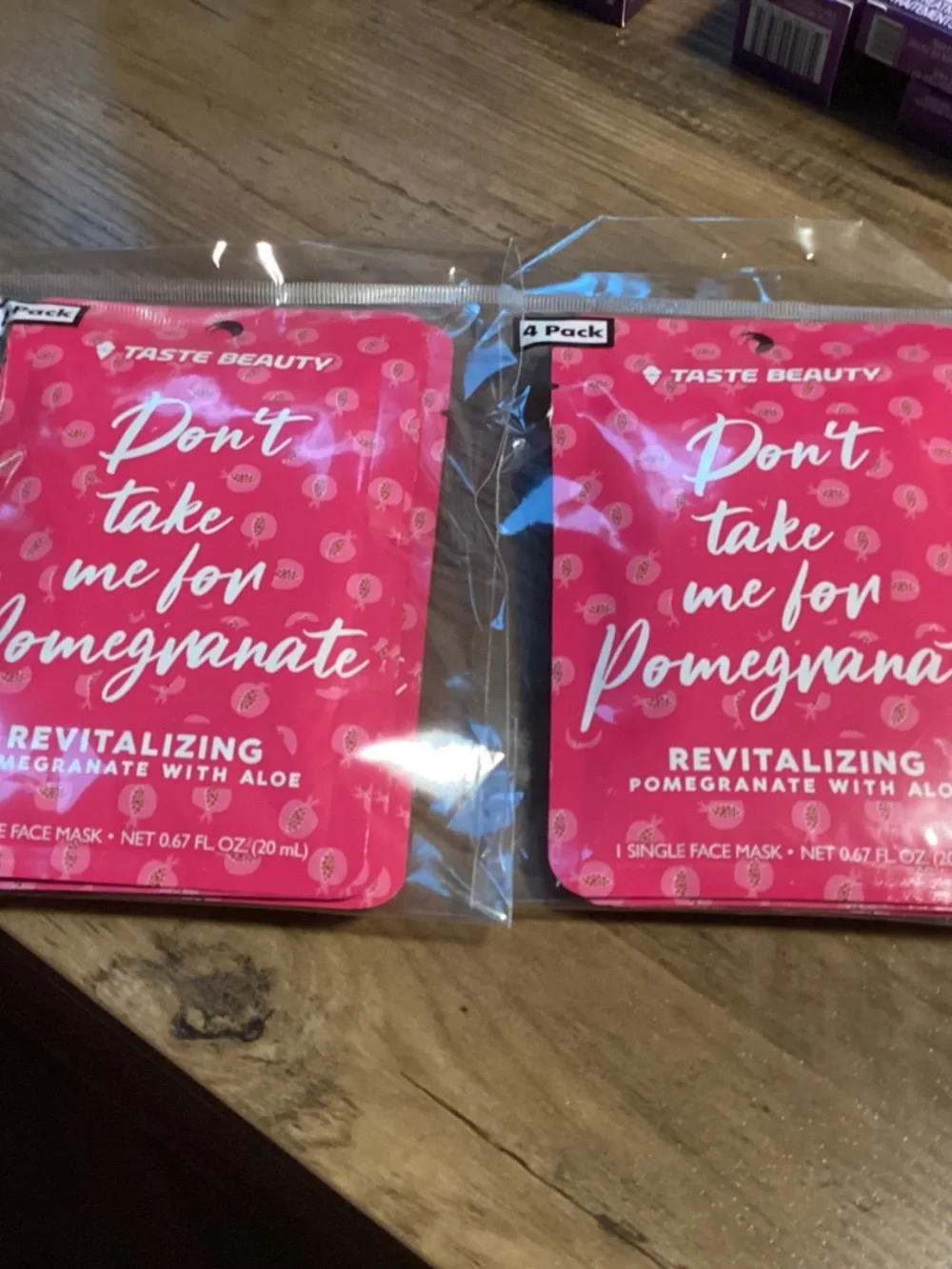 Taste Beauty Revitalizing Pomegranate with Aloe Single Face Mask Bundle